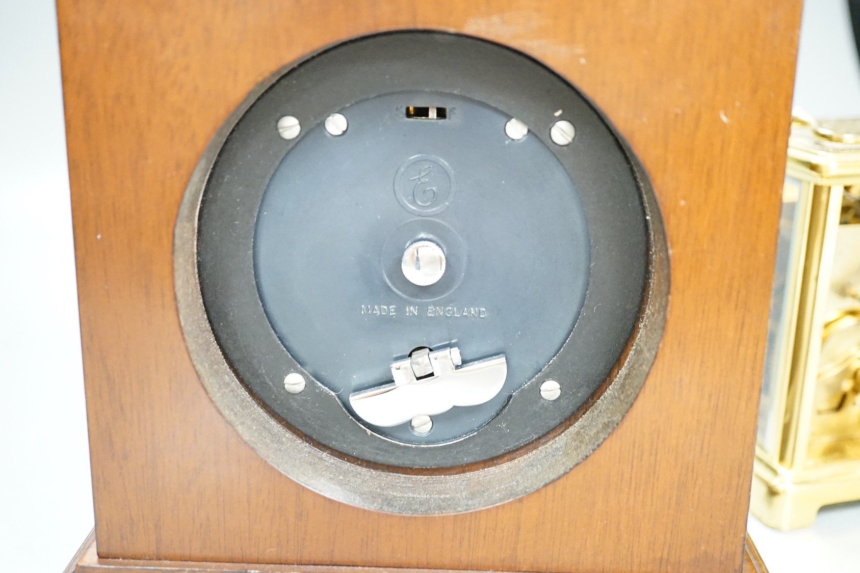 A burr walnut Elliott clock and a Duverdrey & Bloquel carriage timepiece (2)